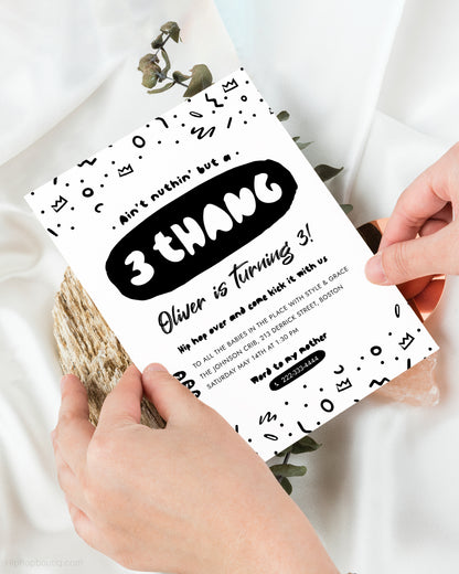 Ain't Nothing But a 3 Thang Party Invite Template