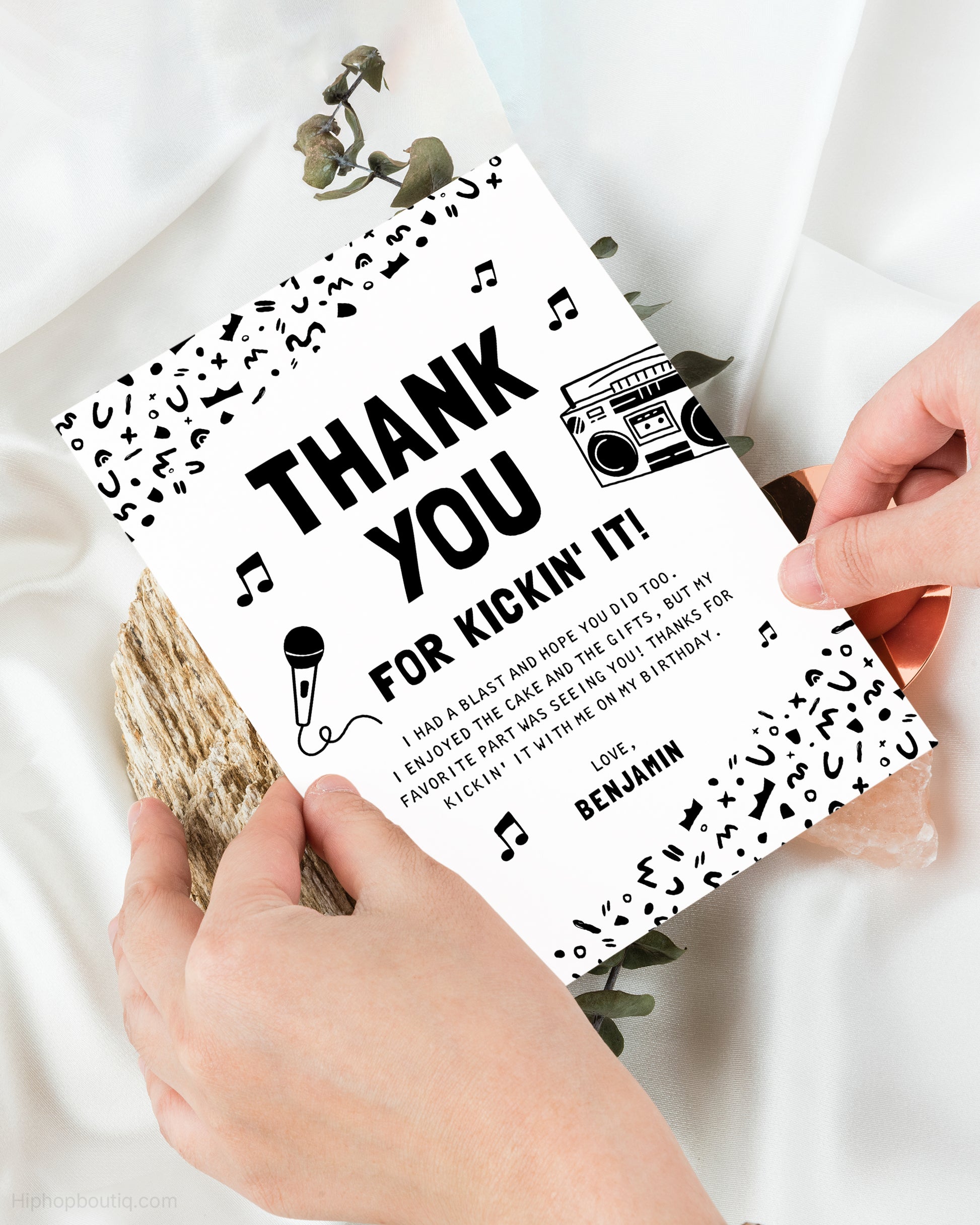 Thank You For Kicking It Editable Card Template - HiphopBoutiq