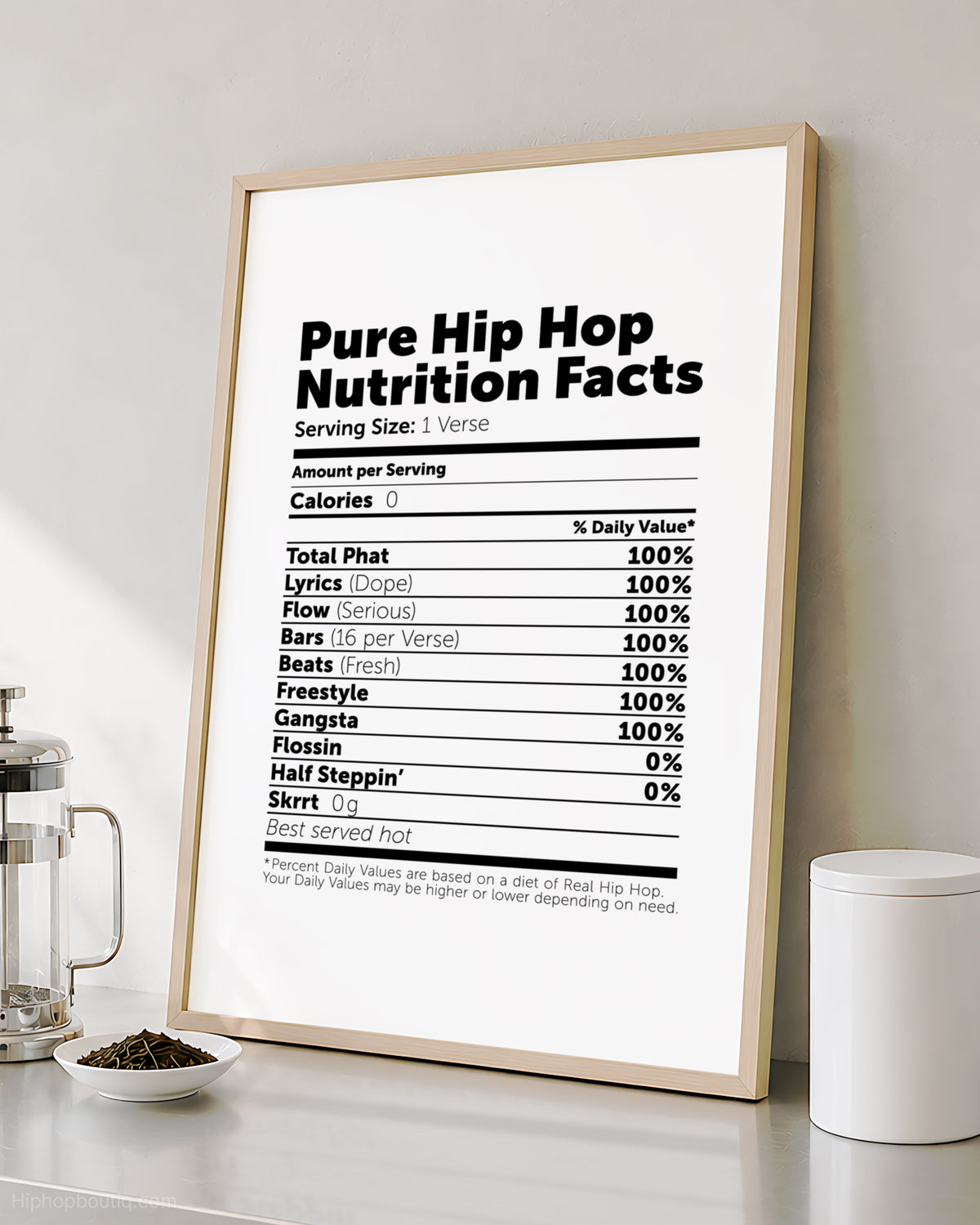 Pure Hip Hop Nutrition Facts Poster