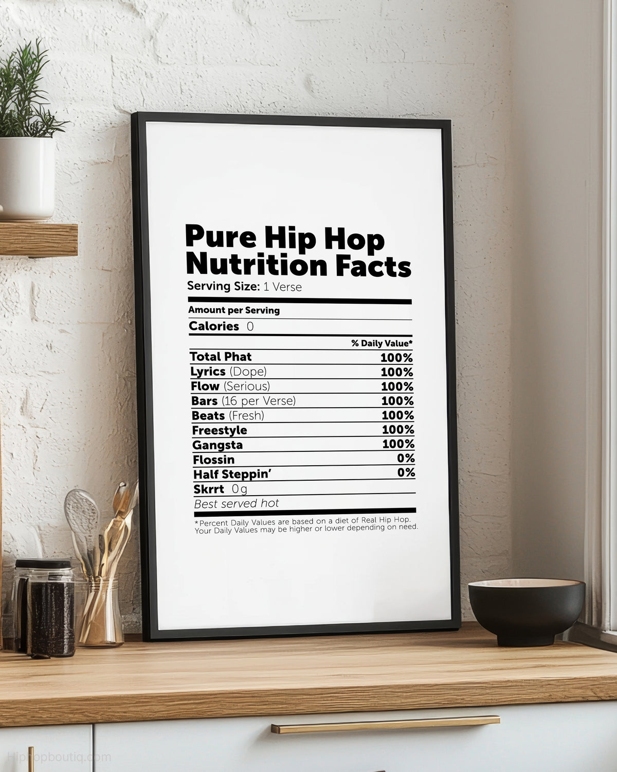 Pure Hip Hop Nutrition Facts Poster