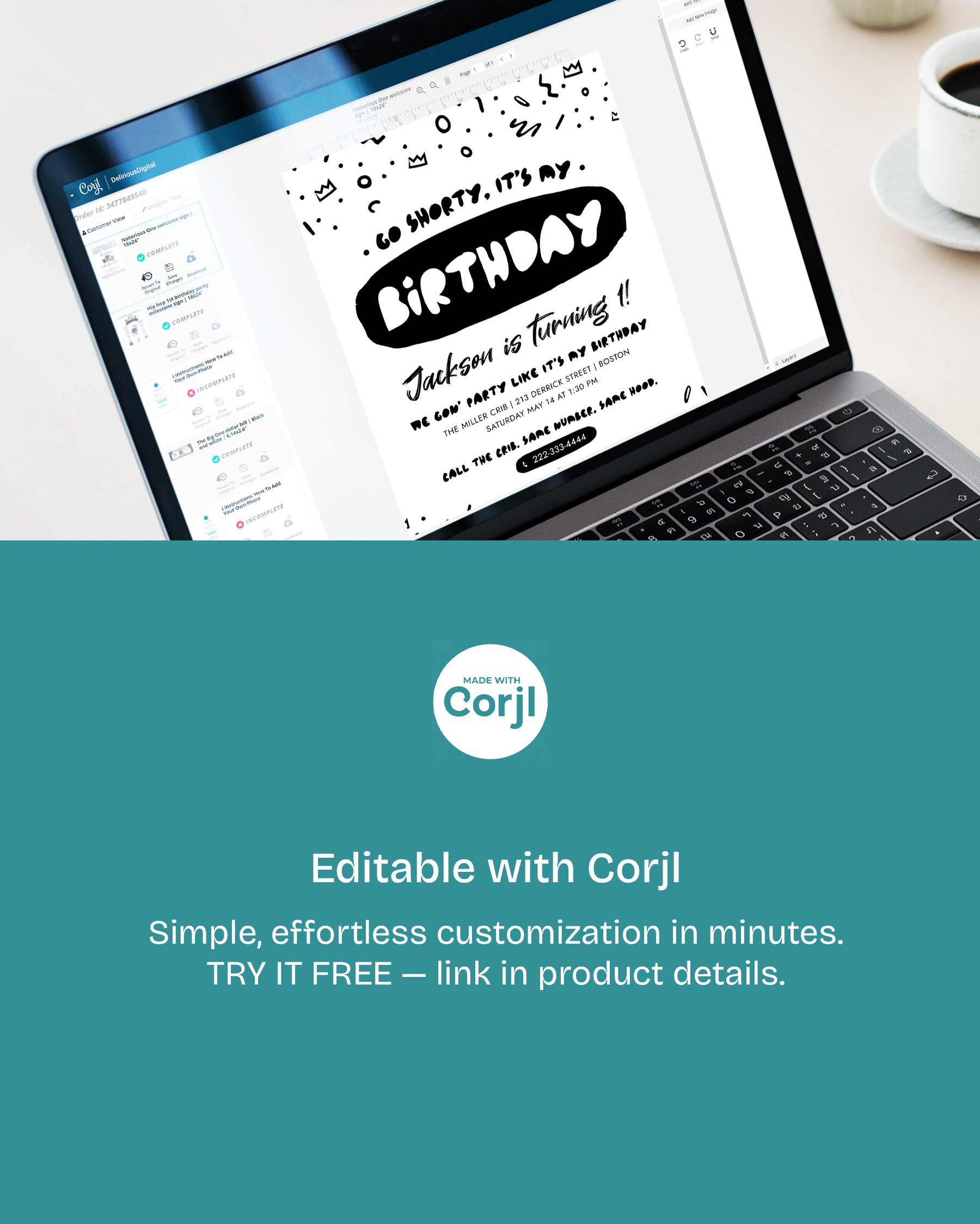 Go Shorty It's My Birthday Editable Invitation Template - HiphopBoutiq