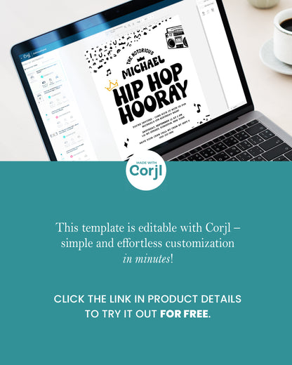 Notorious Hip Hop Hooray 6th Birthday Invite Template