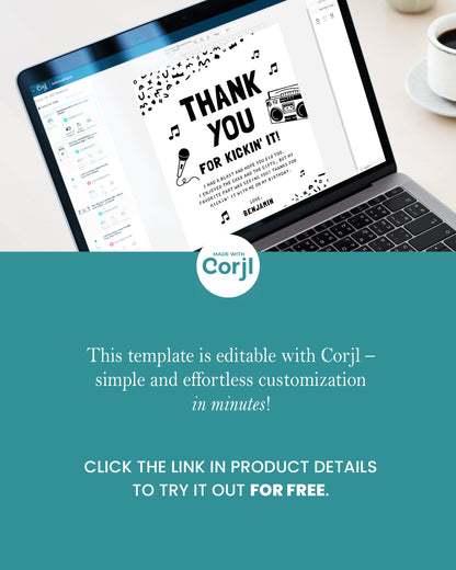 Thank You For Kicking It Editable Card Template - HiphopBoutiq