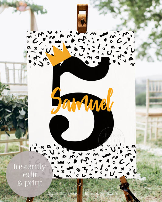 Hip hop Themed 5th Birthday Printable Welcome Sign