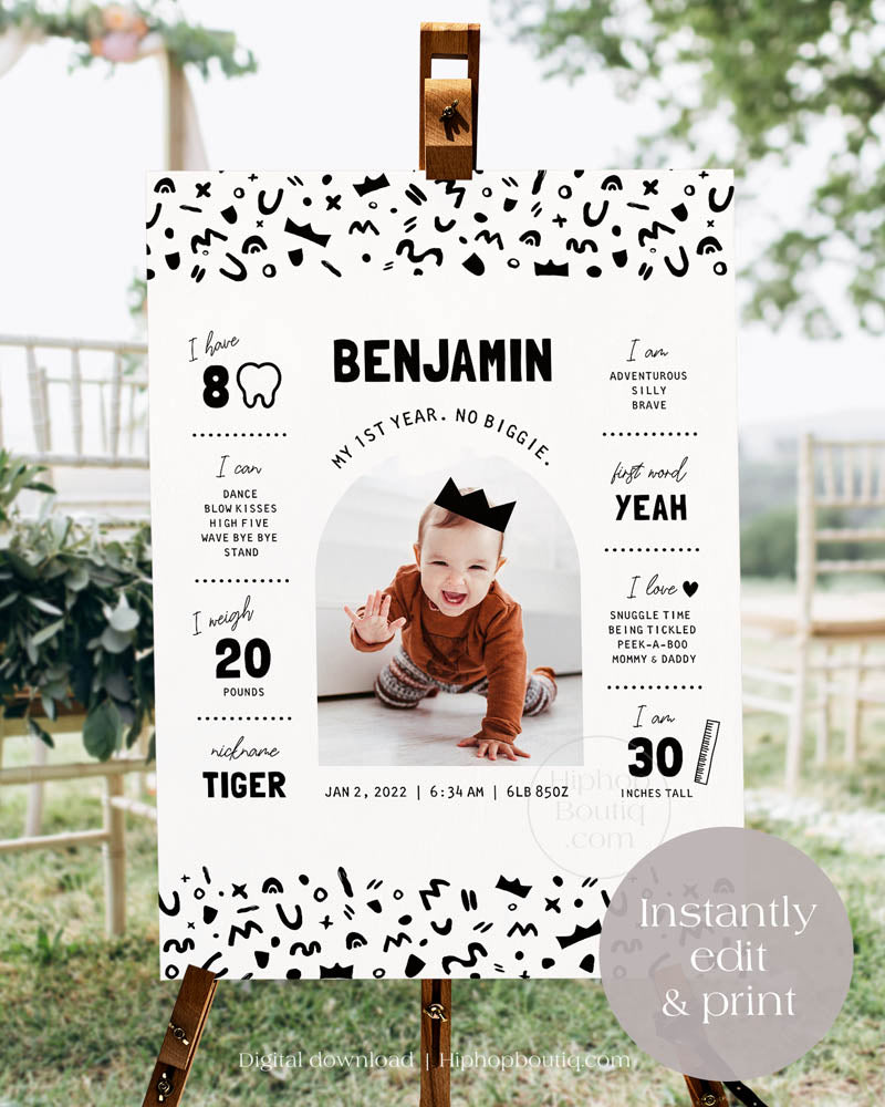 My 1st Year Editable Milestone Sign Template – HiphopBoutiq