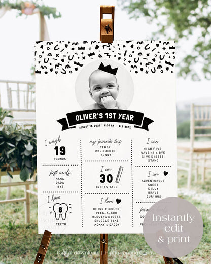 Baby's First Year Editable Milestone Sign Template