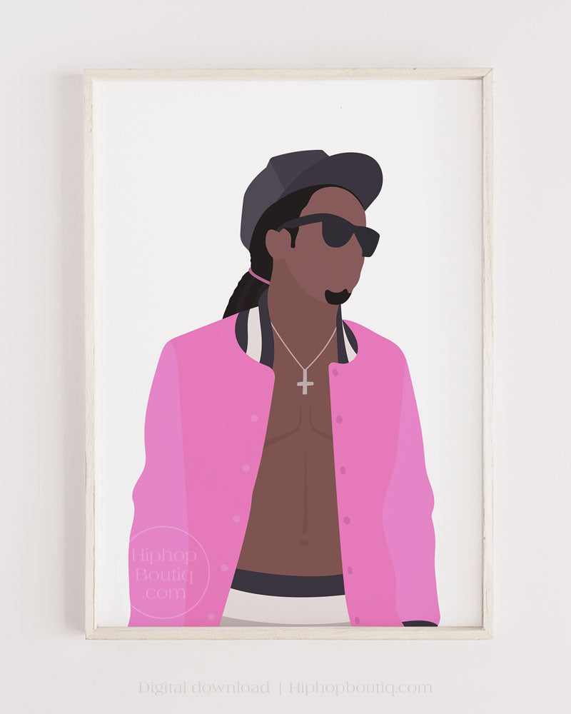 Old school rapper poster printable | Minimalist hip hop artist wall art - HiphopBoutiq