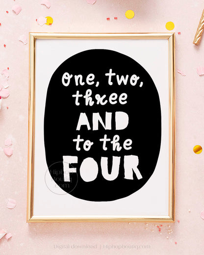 One two three and to the four | Hip hop 4th birthday party decoration