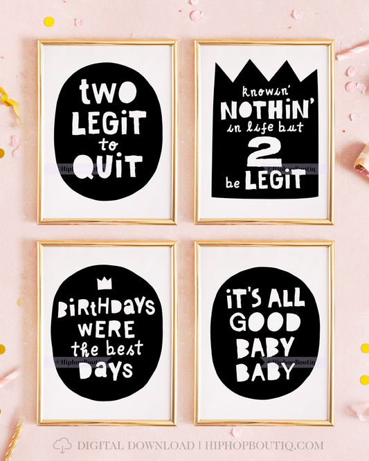 Two Legit to Quit 2nd Birthday Sign Bundle