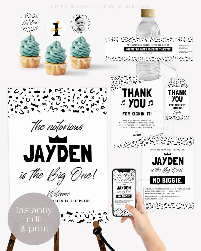 Notorious One the Big One decorations | 1st birthday party template