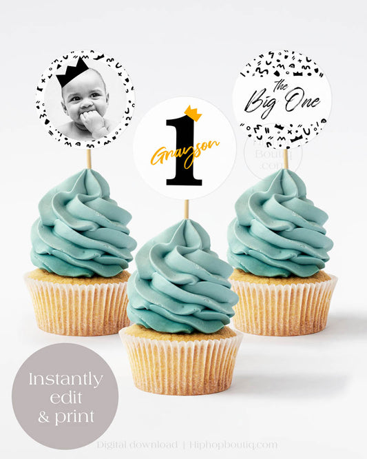 Notorious One cupcake toppers | Hip hop birthday party decor