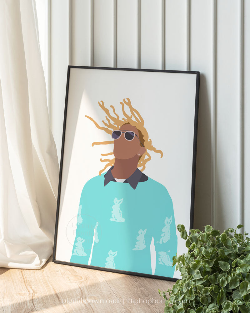 Rapper portrait printable | Rapper poster | Hip hop artist wall art - HiphopBoutiq