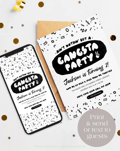 Ain't Nothing But a Gangsta Party Birthday Invite Template