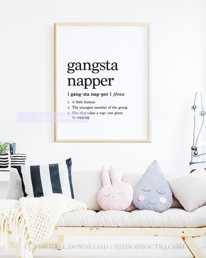 Gangsta napper baby room wall art | Hip hop themed nursery decor | Childs room