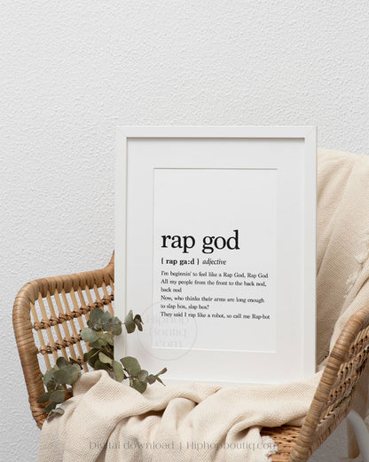 Rap god lyrics poster | Hip hop wall art for office space | Hip hop definition - HiphopBoutiq