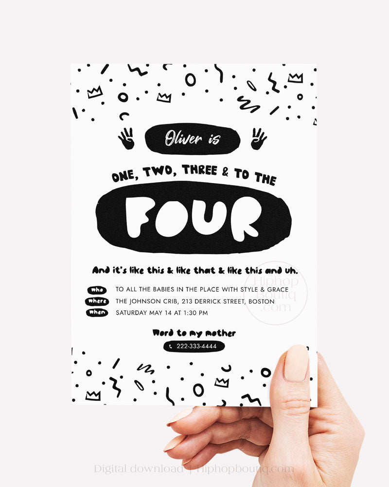 One Two Three And to The Four Birthday Invite Template