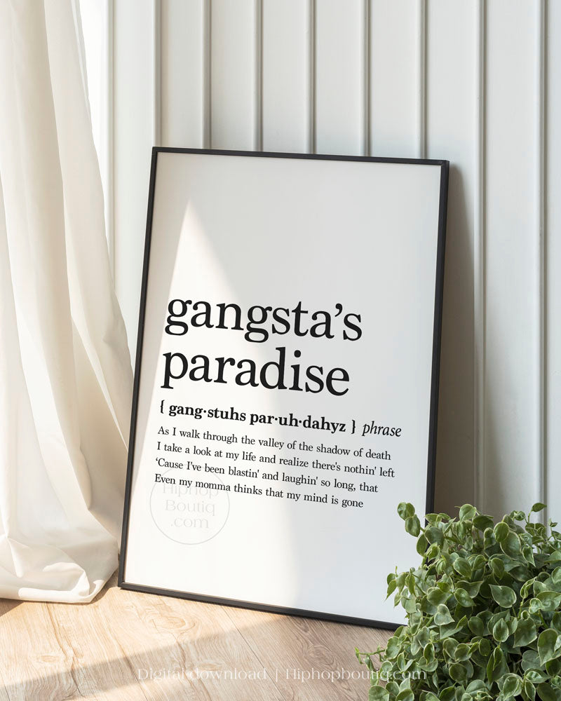 Gangsta's paradise lyrics poster  Old school hip hop lyrics wall art –  HiphopBoutiq