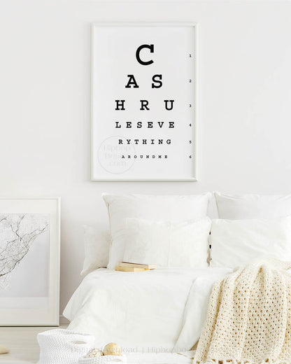 Cash rules everything around me lyrics poster | Hip hop office decor | Eye test chart for office - HiphopBoutiq