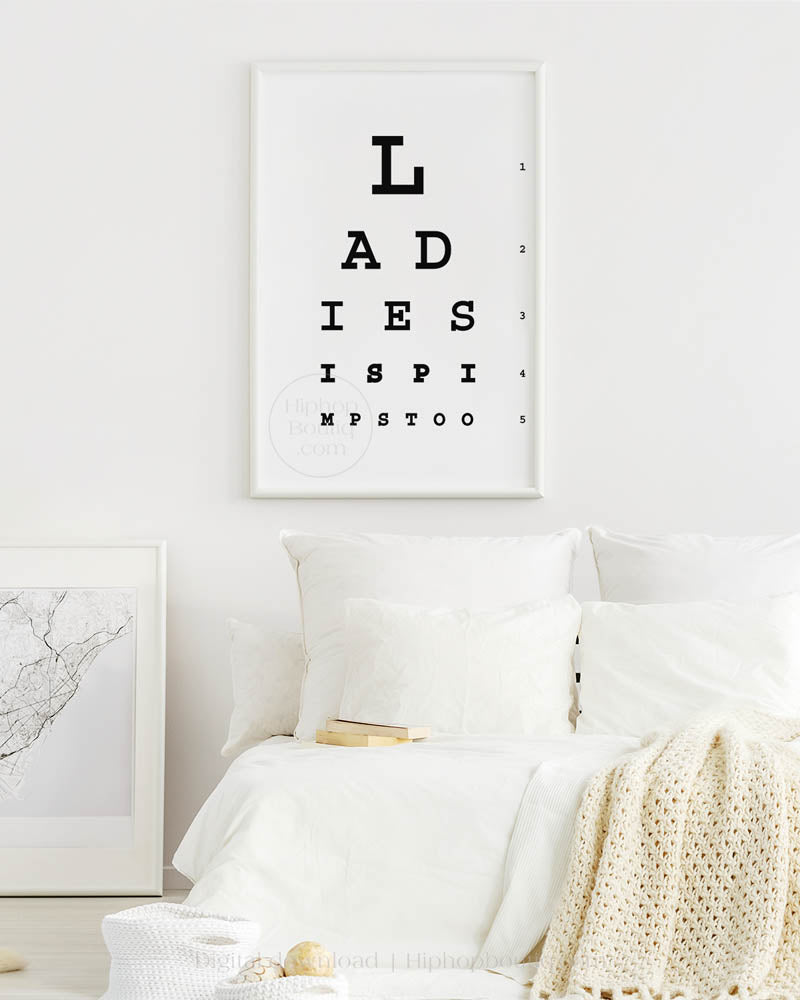 Ladies is pimps too | Hip hop office decor | Rap eye test chart for office - HiphopBoutiq