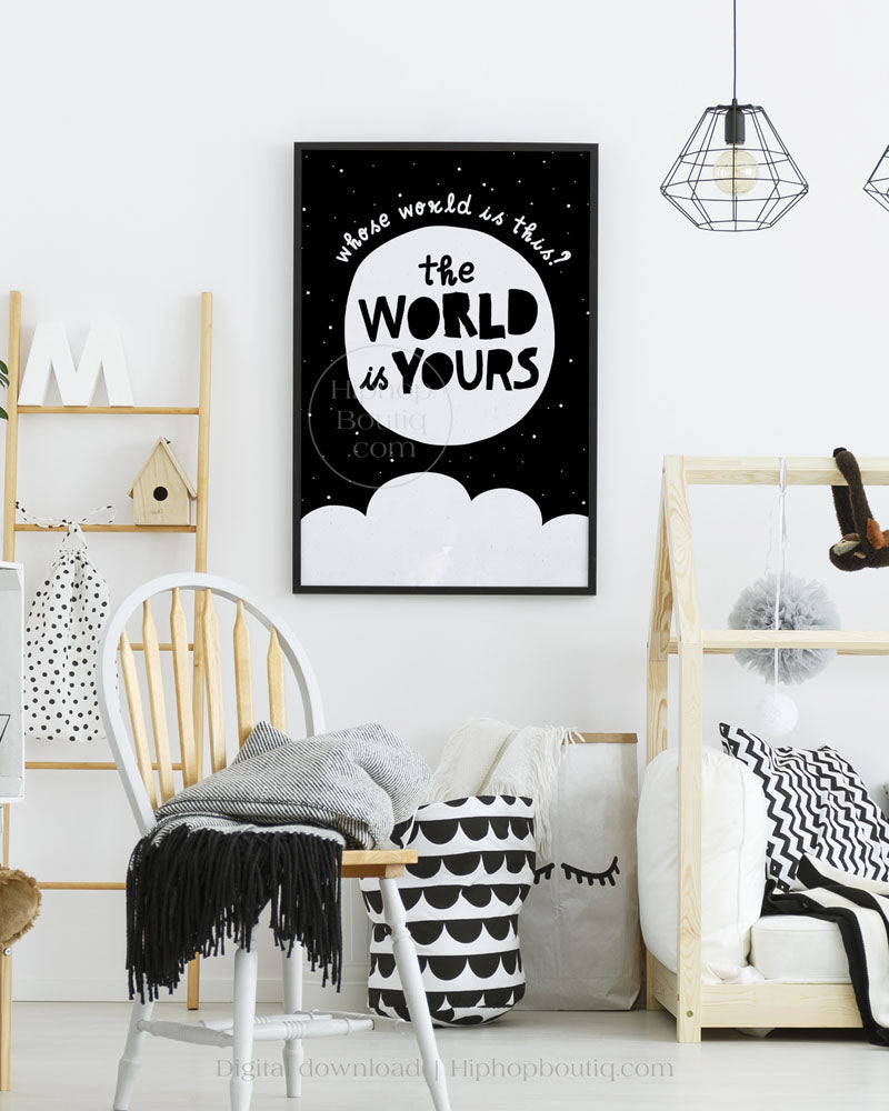 The world is yours nursery | Hip hop themed nursery wall art | Baby room decor