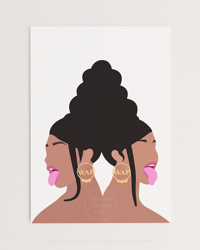 Female rapper poster | Hip hop artist portrait printable - HiphopBoutiq