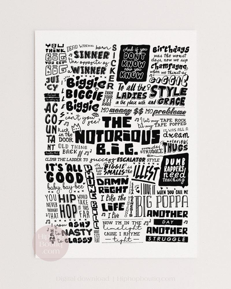 Hip hop office decor | 90s old school rap lyrics poster - HiphopBoutiq