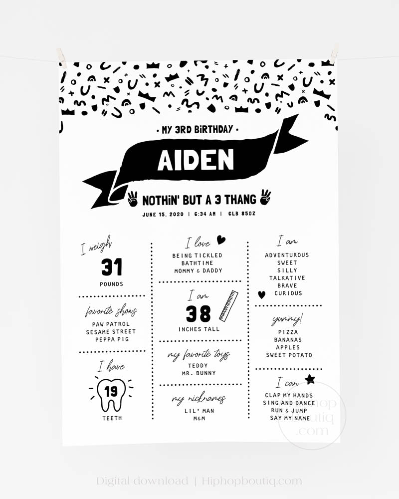 Editable nothing but a 3 thang milestone sign | 3rd birthday decor